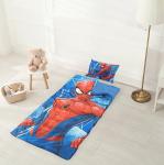 Marvel Spiderman 3 Piece Sleepover Set - Cozy & Warm Kids Slumber Bag with Pillow & Eye Mask (Official Marvel Product)