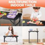 FUNYKICH 2ft Small Folding Camping Table(22.8'' Lx15.7'' W), 3 Height Adjustable Portable Picnic Table, Lightweight Aluminum Outdoor Table with Carry Handle for Camping, BBQ, Beach, Picnic, Black