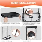 FUNYKICH 2ft Small Folding Camping Table(22.8'' Lx15.7'' W), 3 Height Adjustable Portable Picnic Table, Lightweight Aluminum Outdoor Table with Carry Handle for Camping, BBQ, Beach, Picnic, Black