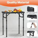 FUNYKICH 2ft Small Folding Camping Table(22.8'' Lx15.7'' W), 3 Height Adjustable Portable Picnic Table, Lightweight Aluminum Outdoor Table with Carry Handle for Camping, BBQ, Beach, Picnic, Black