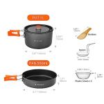 Odoland 9pcs Camping Cookware Non-Stick Lightweight Camping Pots and Pans Set with Plastic Bowls Soup Spoon for Camping, Backpacking, Outdoor Cooking and Picnic