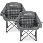 Huskfirm 2 Pack Camping Chairs Oversized Padded Camping Chair Heavy-Duty Foldable Camping Chairs with Cup Holder and Cooler Bag Portable Lawn Chair for Sports Outdoors-Support 450LBS, Grey