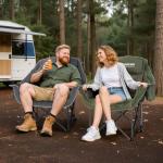 Huskfirm 2 Pack Camping Chairs Oversized Padded Camping Chair Heavy-Duty Foldable Camping Chairs with Cup Holder and Cooler Bag Portable Lawn Chair for Sports Outdoors-Support 450LBS, Grey