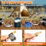 Hisencn Camping Stove,2 Burner Propane Stove,20000 BTU/h Camping Cooking set Includes Frying Pan,Kettle and Pot,Adjustable Burners & Piezo Ignition,Portable stove for camping Outdoor,Black