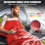 Camping Sleeping Bags for Adults Kids Waterproof Lightweight Sleeping Bag for Cold Weather or Warm Backpacking Hiking Mountaineering Indoor Outdoor Use (Red)