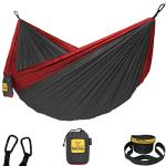 Wise Owl Outfitters Hammock for Camping Double Hammocks Gear for The Outdoors Backpacking Survival or Travel - Portable Lightweight Parachute Nylon DO Charcoal & Red