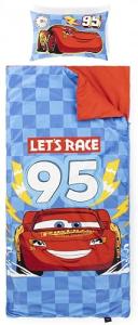 Jay Franco Kids Slumber Bag and Pillow - 54 x 27 Inch Comfy Indoor Sleeping Bag for School and Sleepovers, 2 Piece Set, Blue - Cars