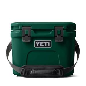 YETI Roadie 15 Hard Cooler with DoubleDuty Shoulder Strap, Black Forest Green