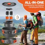 FUNYKICH 17PCS Camping Cooking Set, Non-Stick Lightweight Camping Pots and Pans Set with Kettle, Stainless Steel Cups, Foldable Forks Knives Spoons for Camping, Backpacking, Outdoor Cooking & Picnic