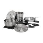 Stanley Adventure 11-Piece Even Heat Pro Camp Cook Set | 4.75 qt Stock Pot | 1.9 qt Saucepan | 8.5 in Frying Pan | Utensils | Stainless Steel Outdoor Cookware for Backpacking and Camping | BPA-Free