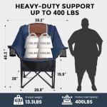 USKAU Oversized Folding Camping Chair for Adults Heavy Duty Padded Outdoor Chairs Big and Tall XL Picnic Chair with Cup Holders 400lb Capacity, Comfy for Lawn Sports and Outside Use