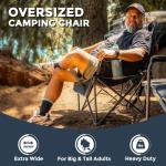 USKAU Oversized Folding Camping Chair for Adults Heavy Duty Padded Outdoor Chairs Big and Tall XL Picnic Chair with Cup Holders 400lb Capacity, Comfy for Lawn Sports and Outside Use