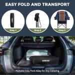 USKAU Oversized Folding Camping Chair for Adults Heavy Duty Padded Outdoor Chairs Big and Tall XL Picnic Chair with Cup Holders 400lb Capacity, Comfy for Lawn Sports and Outside Use