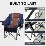 USKAU Oversized Folding Camping Chair for Adults Heavy Duty Padded Outdoor Chairs Big and Tall XL Picnic Chair with Cup Holders 400lb Capacity, Comfy for Lawn Sports and Outside Use