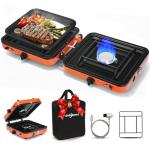 SHINESTAR Portable Camping Stove with Carrying Bag, 17000 BTU 2 Burner Propane Stove, Foldable Camp Stove for Camping, Outdoor Cooking, RV Trips, or Emergencies