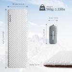 Naturehike Ultralight Insulated Sleeping Pad with R5.8, 3.2in Thickened Patchworkable Inflatable Double Sleeping Mat for Camping, Hiking, Climbing with Inflatable Bag (Silver-Rectangular)