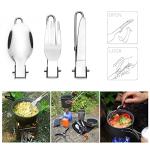 Odoland Camping Cookware Stove Carabiner Canister Stand Tripod and Stainless Steel Cup, Tank Bracket, Fork Spoon Kit for Backpacking, Outdoor Camping Hiking and Picnic,Orange