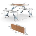 VINGLI 4 Ft Camping Picnic Table Set with 4 Seats with Umbrella Hole Folding Lightweight Suitcase Card Table-220 Lbs Support Aluminum Frame, Plastic RV Tabletop for Barbecue,Travel,Outing,Gathering