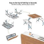 VINGLI 4 Ft Camping Picnic Table Set with 4 Seats with Umbrella Hole Folding Lightweight Suitcase Card Table-220 Lbs Support Aluminum Frame, Plastic RV Tabletop for Barbecue,Travel,Outing,Gathering