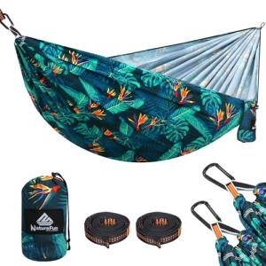 NATUREFUN Ultra-Light Travel Camping Hammock | 300kg Load Capacity,Breathable,Quick-Drying Portable Hammock(275 x140cm) | 2 x Premium Carabiners,2 x Nylon Slings Included | Outdoor Indoor Garden