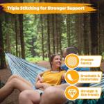 NATUREFUN Ultra-Light Travel Camping Hammock | 300kg Load Capacity,Breathable,Quick-Drying Portable Hammock(275 x140cm) | 2 x Premium Carabiners,2 x Nylon Slings Included | Outdoor Indoor Garden