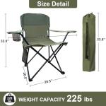 SAILARY Folding Camping Collapsible Chairs Heavy Duty Lawn Chair with Cooler Bag, Storage Pocket, Waterproof Bag Outdoor Arm Chair, Supports 225LBS, Green