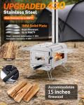 Gonex Hot Tent Stove, Portable Wood Burning Camping Stove with Ash Drawer & Large Firebox for Tent, Outdoor, Heating, Cooking, Ice Fishing