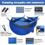 Gold Armour Camping Hammock - Camping Essentials, Double Hammock with Bug Net, Camping Gear Hammock for Outside, Hiking, and Travel (Blue & Gray)