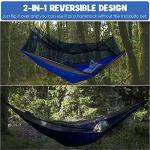 Gold Armour Camping Hammock - Camping Essentials, Double Hammock with Bug Net, Camping Gear Hammock for Outside, Hiking, and Travel (Blue & Gray)