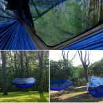 Gold Armour Camping Hammock - Camping Essentials, Double Hammock with Bug Net, Camping Gear Hammock for Outside, Hiking, and Travel (Blue & Gray)