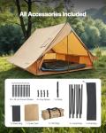 VEVOR Camping Hot Tent, 2 Persons Cabin Tent with Stove Jack & Poles, Waterproof Winter Tents Shelters with Fireproof Ground Mat, Portable 4 Season Tents for Hiking Fishing Hunting Backpacking