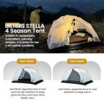 OneTigris Stella 4 Season Camping Tent Backpacking 2 Person Waterproof Lightweight Easy Setup Instant 3000mm Waterproof Rating Outdoor Hiking Tent, Black