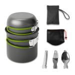 NEUEFAMI Compact Camping Cookware Set - Lightweight Backpacking Pots and Pans Kit for Camping, Hiking, Backpacking, Picnic and Other Outdoor Activities (Green)