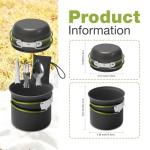 NEUEFAMI Compact Camping Cookware Set - Lightweight Backpacking Pots and Pans Kit for Camping, Hiking, Backpacking, Picnic and Other Outdoor Activities (Green)