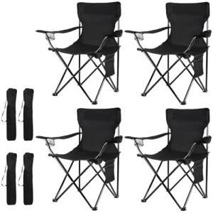 Damei century 4Pack Folding Camping Chairs-Lightweight, Installation-Free, Portable Chair for Beach, Lawn, Outdoor Sports,Black