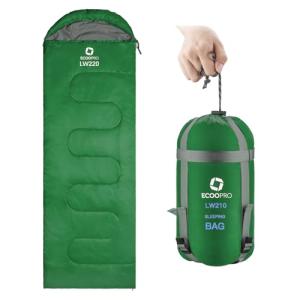 ECOOPRO Warm Weather Sleeping Bag - Portable, Waterproof, Compact Lightweight, Comfort with Compression Sack - Great for Outdoor Camping, Backpacking & Hiking-83 L x 30" W Fits Adults(Emerald Green)