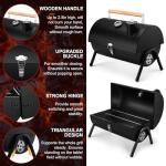 Joyfair Portable Charcoal Grill with Thermometer, Small Tabletop Barbecue Grill for Outdoor Camping Backyard Party BBQ Cooking, Extra Thick Steel & Heavy Duty, Innovative Design & Easy Assembly