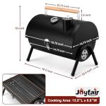 Joyfair Portable Charcoal Grill with Thermometer, Small Tabletop Barbecue Grill for Outdoor Camping Backyard Party BBQ Cooking, Extra Thick Steel & Heavy Duty, Innovative Design & Easy Assembly