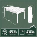 OUTSIDER Folding Camping Table, Portable Roll-up Outdoor Lightweight Aluminum Camp Table for Picnic BBQ Backyards Beach, Large Storage Mesh Pocket and Carrying Bag Included
