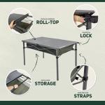 OUTSIDER Folding Camping Table, Portable Roll-up Outdoor Lightweight Aluminum Camp Table for Picnic BBQ Backyards Beach, Large Storage Mesh Pocket and Carrying Bag Included