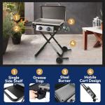 Razor Griddle GGC2030M 25 Inch Outdoor 2 Burner Portable LP Propane Gas Grill Griddle with Top Cover, Wheels, & Storage Shelf for BBQ Cooking, Black