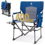 EVER ADVANCED Camping Directors' Chair with Side Table, Portable Folding with Compact Size, Heavy Duty Lawn Chair with Pocket for Camping, Lawn, Sports and Fishing, 400lbs, Blue