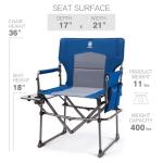 EVER ADVANCED Camping Directors' Chair with Side Table, Portable Folding with Compact Size, Heavy Duty Lawn Chair with Pocket for Camping, Lawn, Sports and Fishing, 400lbs, Blue