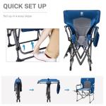 EVER ADVANCED Camping Directors' Chair with Side Table, Portable Folding with Compact Size, Heavy Duty Lawn Chair with Pocket for Camping, Lawn, Sports and Fishing, 400lbs, Blue