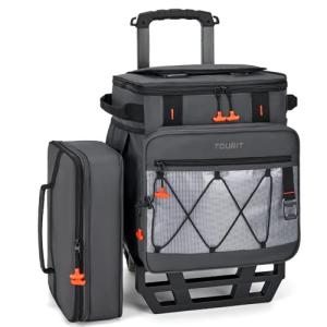 TOURIT 75 Can Rolling Cooler Detachable Double Deck Beach Cooler with Wheels Collapsible for Outdoor, Camping, Picnic, Travel