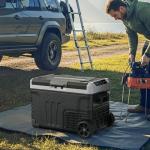 EUHOMY 12 Volt Refrigerator, 53QT(50L) Electric Cooler, Portable Freezer 12V/24V DC 100-240V AC, 12V Fridge -4℉~68℉, 12V Cooler with Wheels & 2 Baskets for Travel,Camping,Truck,Boat