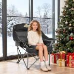 Colegence Oversized XL Padded Camping Chair Wide Heavy Duty Lawn Chairs Support 450 LBS Portable Folding Gaint Camp Chair with Side Pocket Cup Holder for Outdoor Outside Sports Baseball-Black&Grey