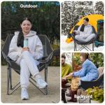 Colegence Oversized XL Padded Camping Chair Wide Heavy Duty Lawn Chairs Support 450 LBS Portable Folding Gaint Camp Chair with Side Pocket Cup Holder for Outdoor Outside Sports Baseball-Black&Grey