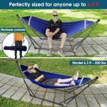 Tranquillo Camping Hammock and Stand, Collapsible Camping Hammock and Stand, 600 lbs Capacity Foldable Hammock for 2 Persons, Premium Noiseless No Screws Heavy Duty Multifunctional Stand, Blue