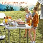 Elevon Folding Table, 4 Feet Heavy Duty Fold-in-Half Utility Table Indoor Outdoor for Camping, Picnic, Party
